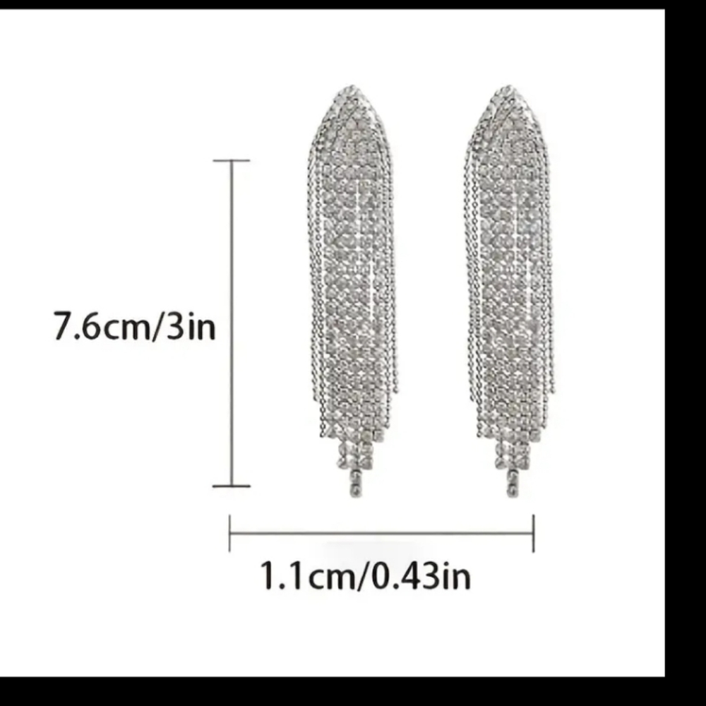 Geometric Triangle Earrings Long Rhinestone Tassel Chain Earrings Irregular Drop